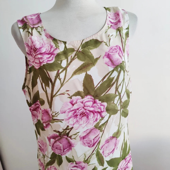 Spring Vintage Floral Shift Dress / Judy Bond / Pink & Green / 14 - Picture 2 of 4